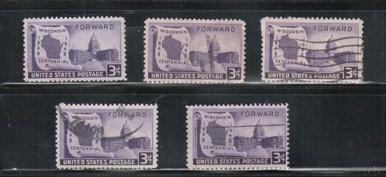США-1948, (Мих.569), гаш.  , Штат Висконсин(одиночка), цена за 1 м на выбор