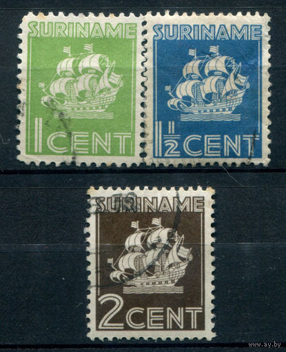Нидерландские колонии - Суринам - 1936/39г. - нидерландский корабль - 3 марки - гашёные. #3-WB-95-A-1