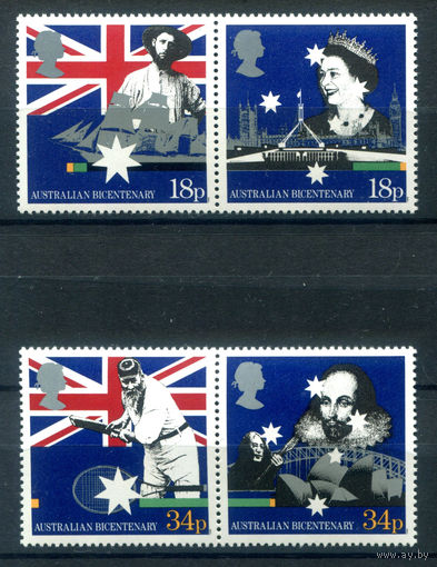 Великобритания - 1988г. - 200 лет колонизации Австралии - 4 марки - полная серия, MNH [Mi 1151-1154]. #3-GB-Z-1-17