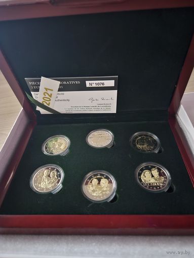 Люксембург набор 6 x 2 евро с 2019 по 2021 PROOF