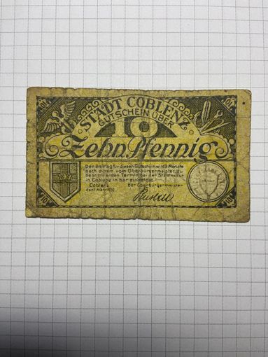 10 пфенигов (нотгельды) г. Германия.-2012