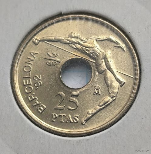 ИСПАНИЯ 25 ПЕСЕТ 1991 ГОД  ОЛИМПИАДА БАРСЕЛОНА 92. UNC В ХОЛДЕРЕ