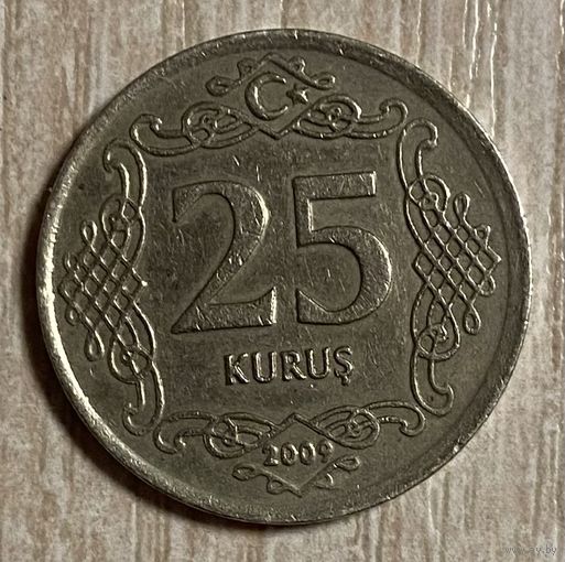 Монета 25 курушей 2009 год. Турция