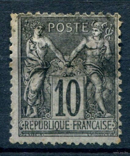 Франция (Республика) - 1877/78г. - аллегория, тип II, 10 с - 1 марка - гашёная [Mi 72 II]. #1-Fr-11-A-1