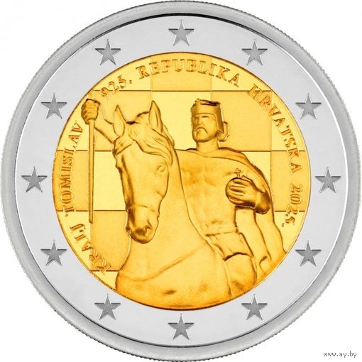 Хорватия 2 евро, 2025 1100 лет Королевству Хорватии и коронации короля Томислава UNC из ролла