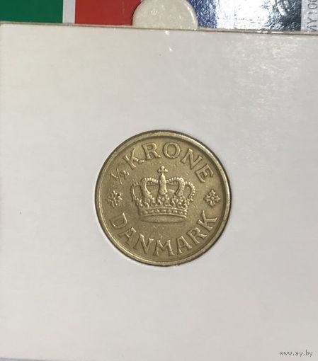Дания 1/2 кроны 1924 HCN GJ в холдере