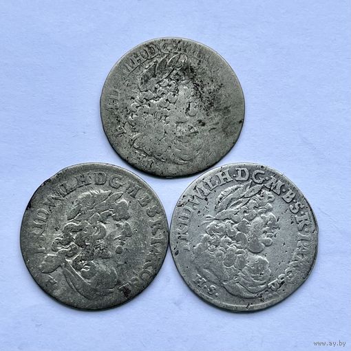 Монеты СЕРЕБРО ПРУССИЯ 6 грошей 1682,1683,1684 год ФРИДРИХ ВИЛЬГЕЛЬМ ОТЛИЧНЫЕ