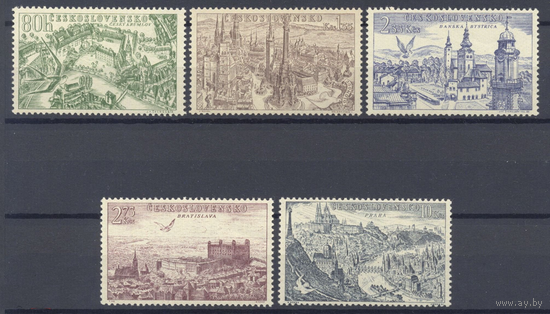 2//Чехословакия 1955 Авиапочта. Птицы. Ласточка Голуби. Замки Архитектура.\\13 Серия 5 мар.**