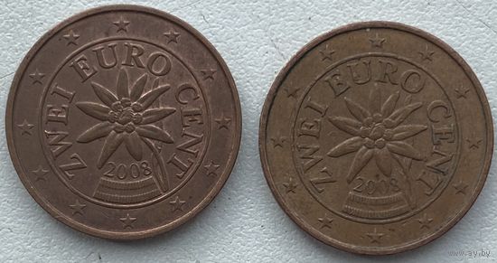 Австрия 2 евроцента 2008 г. Цена за 1 шт.