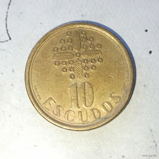 10 эскудо 1987 года Португалия. Португальская Республика. Красивая родная патина!