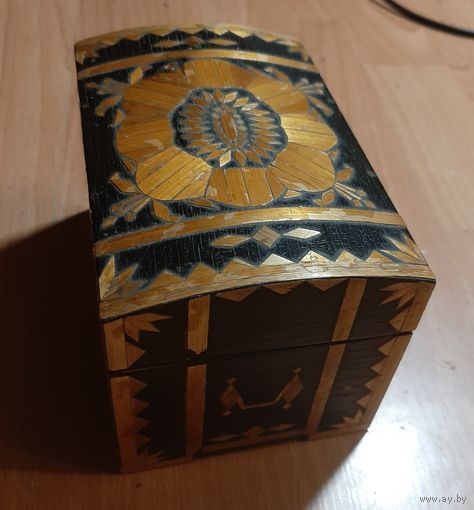 Шкатулка инкрустация соломкой,  винтаж, СССР/БССР.