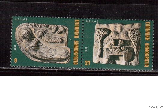 Греция-1982 (Мих.1503-1504) **  , Рождество,  Искусство,(полная серия)