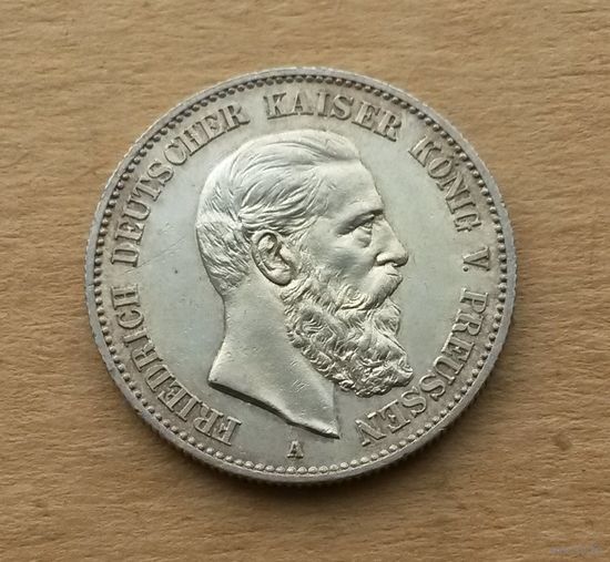 Германская империя/Пруссия, 2 марки 1888 г., серебро 0.900, Фридрих III (март-июнь 1888 года)