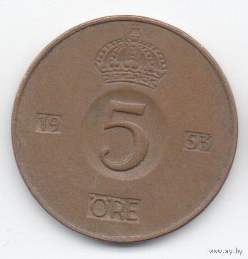 КОРОЛЕВСТВО ШВЕЦИЯ.  5 ЭРЕ 1953