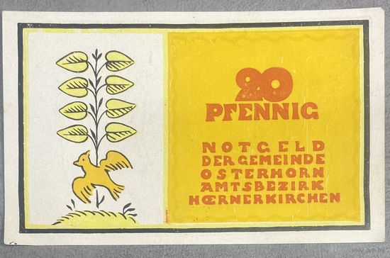 Нотгельд 20 пфеннигов 1921 год. Остерхорн. Веймарская республика