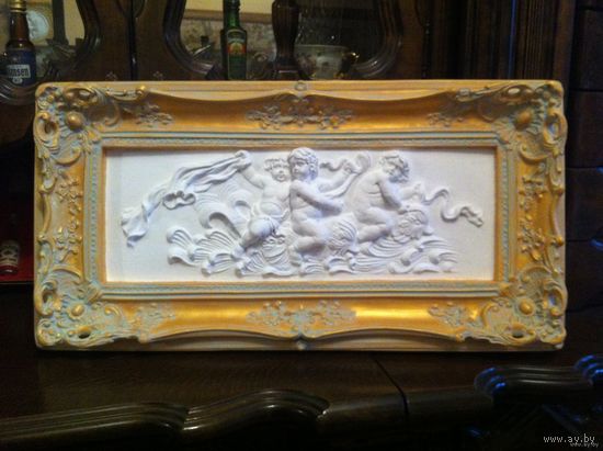 - Барельеф ДЕТИ НА ДЕЛЬФИНАХ 56х30х4 см Из серии реплики мировых шедевров