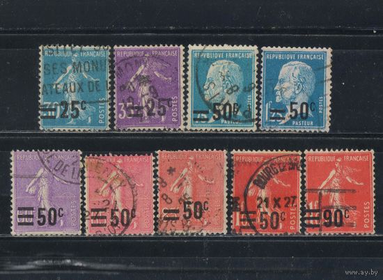 Франция 1926-7 Вып Сеятельница Пастер Надп Стандарт #217-9,221-5,227