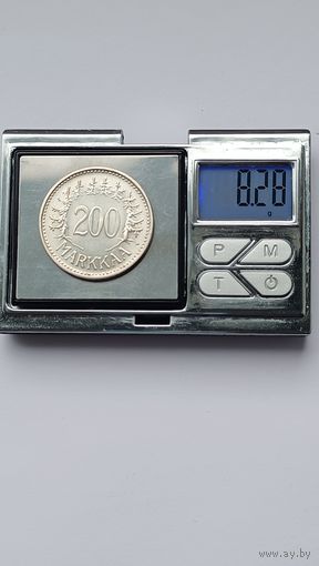 200 марок Финляндия 1956 года. Серебро 500. Монета не чищена. 649