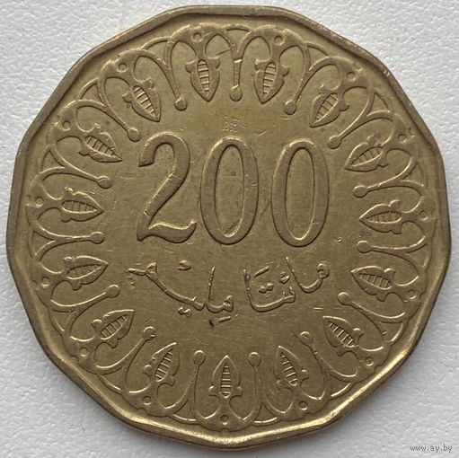 Тунис 200 миллимов 2013 г.