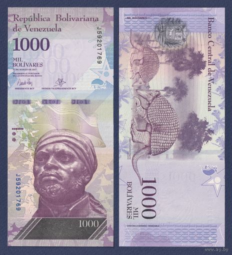 Венесуэла, 1000 боливаров 2017 г., P-95b, UNC