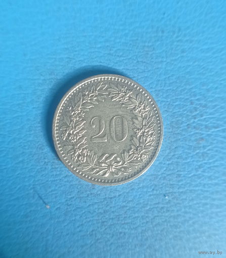 Швейцария 20 раппен 1975 год