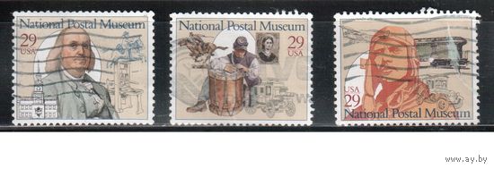 США-1993, (Мих.2390-2392) , гаш., Музей почты,Франклин, Летчик