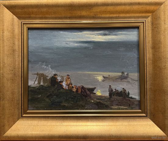 Казакевич Н.К. Заслуженный художник. "На озере Нарочь", 1963г. Холст, масло на картоне. Размер с рамой 49х40 см.