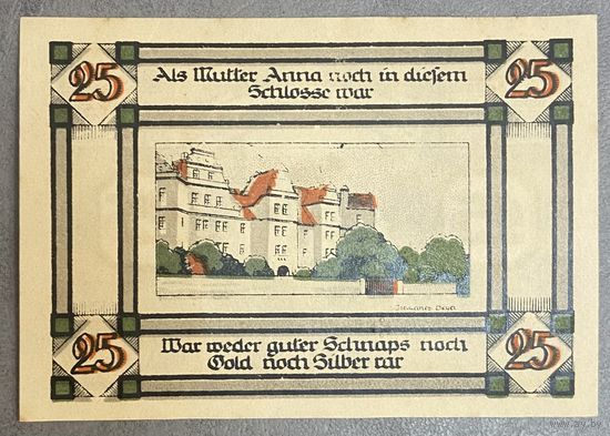 Нотгельд 25 пфеннигов 1921 год. Аннабург,. Веймарская республика