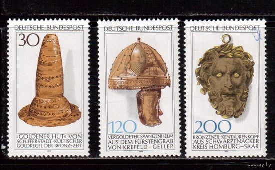 Германия(ФРГ)-1977,(Мих.943-945), **,  Музейные экспонаты, Искусство