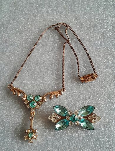 Винтажный комплект Арт деко: колье и брошь.