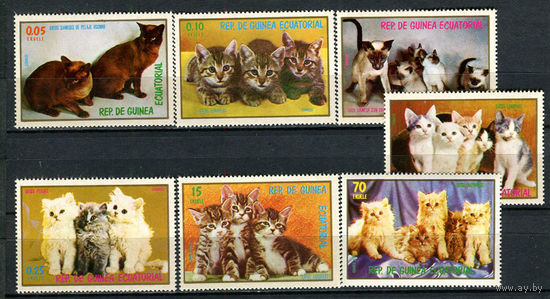 Экваториальная Гвинея - 1976 - Коты - [Mi. 1016-1022] - полная серия - 7 марок. MNH.  (Лот 98Gu)-T4P13