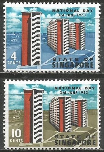 Сингапур. Первая Годовщина Независимости. 1963г. Mi#71-72. Серия.