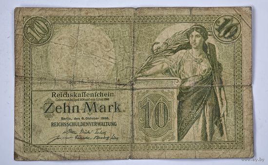 1906 год 10 марок Германия