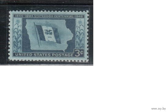 США-1946, (Мих.547),  ** , Штат Айова, Флаг (одиночка)