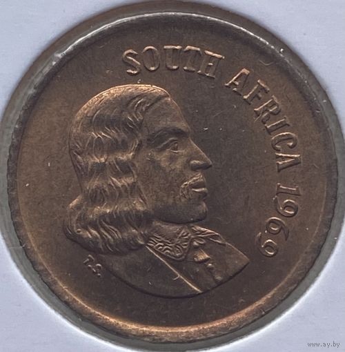 ЮАР 1 цент 1969 г. Надпись на английском языке SOUTH AFRICA. В холдере