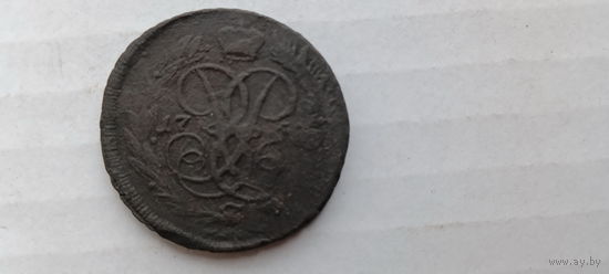 2 копейки 1757 г. Елизавета Петровна ПЕРЕЧЕКАН
