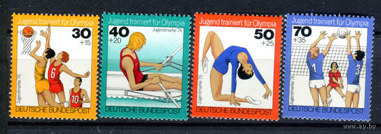 Германия (ФРГ) - 1976г. - Молодёжь готовится к Олимпиаде - полная серия, MNH с отпечатками [Mi 882-885] - 4 марки
