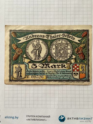 3 марки (нотгельды) г. Германия Талер и Шайн-2912