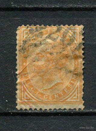 Королевство Италия - 1863 - Виктор Эммануил II 10С - [Mi.17] - 1 марка. Гашеная.  (Лот 26DX)-T2P24