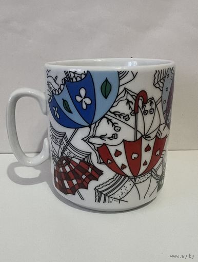 Фарфоровая кружка 300 мл "ЗОНТИКИ"    ДФЗ