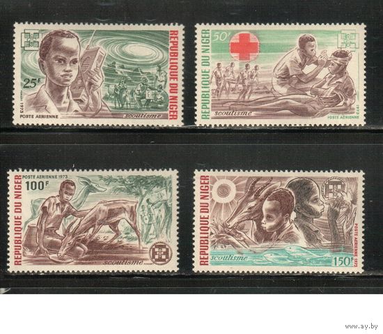 Нигер-1973 (Мих.370-373) ** , Скауты, Медицина, Фауна (полная серия)