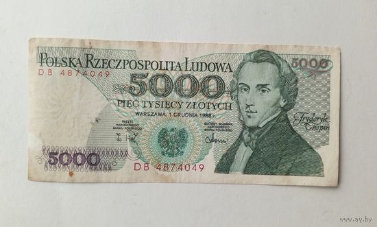 Польша. 5000 злотых 1988 г.