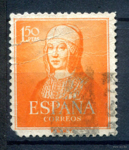 Испания (Королевство) - 1951г. - королева Изабелла I, 1,5 Pta - 1 марка - гашёная [Mi 992]. #1-Sp-19-A-2