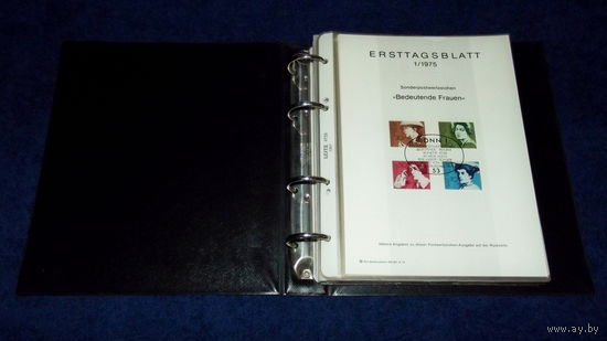 Германия(ФРГ).ГОДОВОЙ КОМПЛЕКТ 1975 года в фирменном западном "альбомчике"(40 листов!)! СПЕЦГАШЕНИЕ ! Комментарии к каждому выпуску!Плюс БОНУС ( почти пол-года 1976).