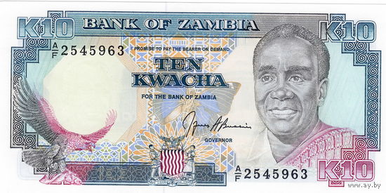 Замбия, 10 квача обр. 1989(91) г., UNC