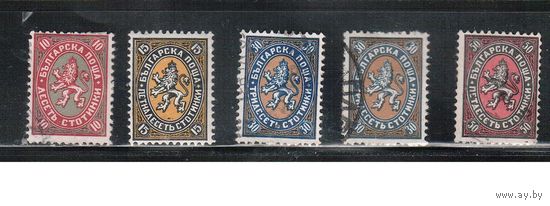 Болгария-1927, (Мих.201-205),   гаш. , Стандарт, Гербы (полная серия)(2)