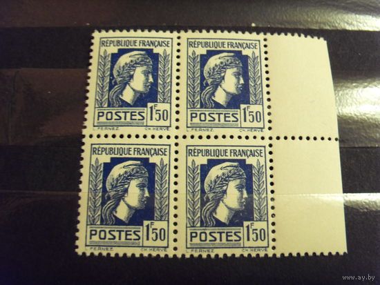 Распродажа дилерского лота 1944 квартблок Франции MNH** Марианна (5-10)