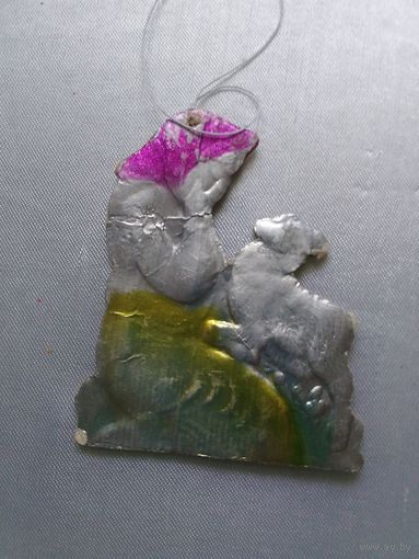 Старинный ёлочный картонаж.Алееушка с козленком.