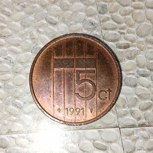 5 центов 1991 года Нидерланды. Королева Беатрис. Родная патина!