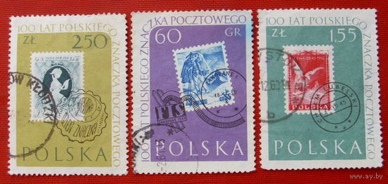 Польша. 100 лет польской филателии. ( 3 марки ) 1960 года.